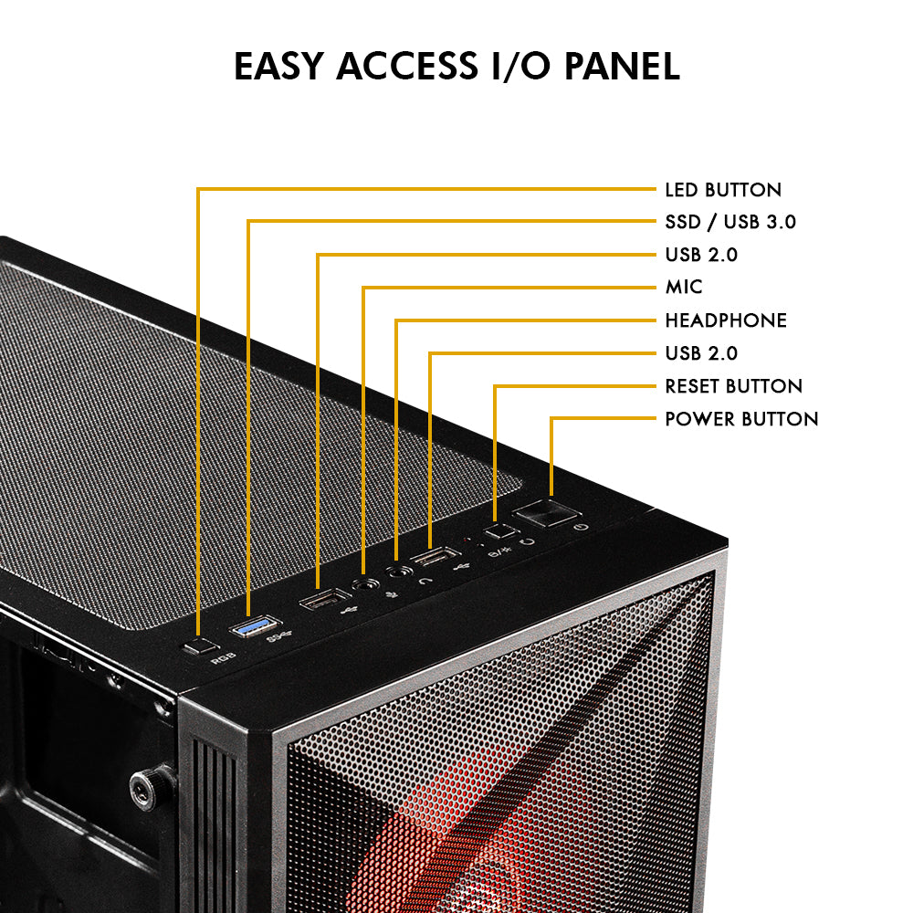 ELEGANTOR M1 Mid-Tower Case | Gaming Cabinet - Black