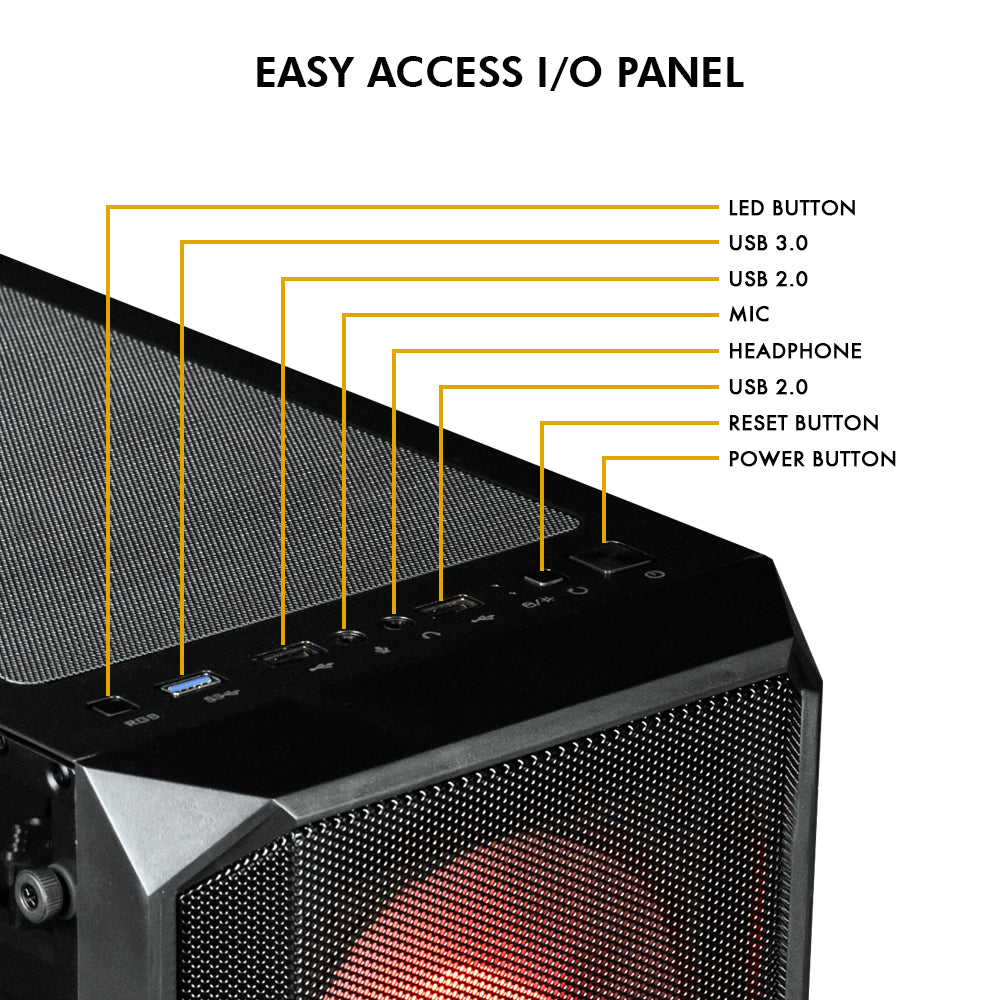 ELEGANTOR X1 ARGB Mid- Tower Computer Case | Gaming Cabinet - Black
