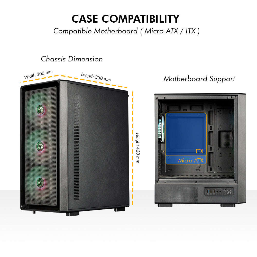 Gladius M1 Mid- Tower Computer Case | Gaming Cabinet - Black