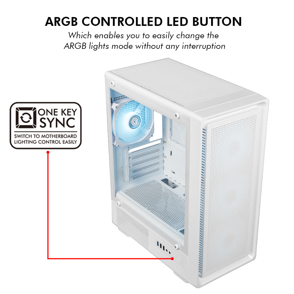 Gladius M1 Mid- Tower Computer Case | Gaming Cabinet - White