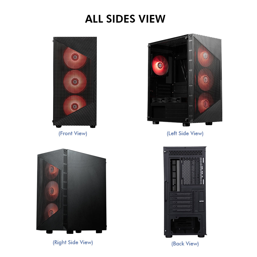 Gladius M4 Mid- Tower Computer Case with Type C 2.0 | Gaming Cabinet - Black