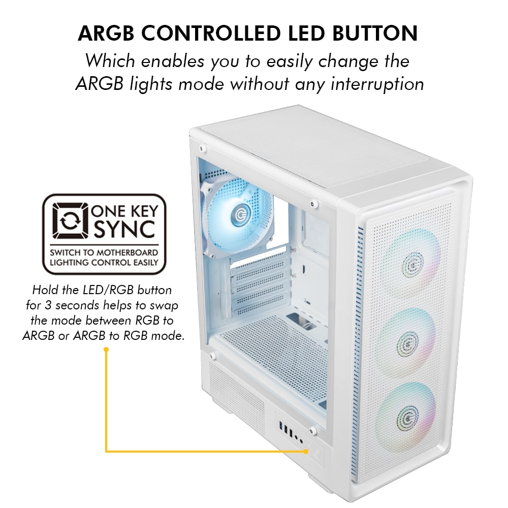 Gladius M1 Mid- Tower Computer Case | Gaming Cabinet - White