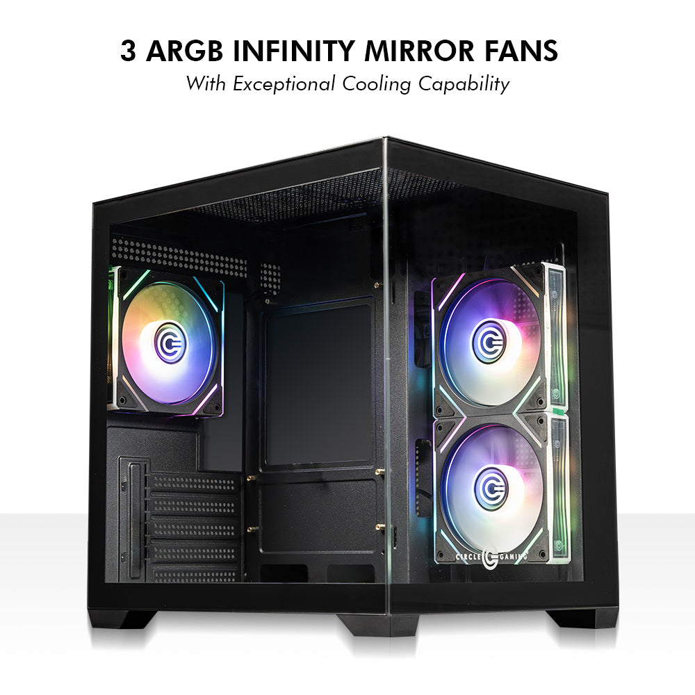 Lucid Micro M3 Mid- Tower Computer Case | Gaming Cabinet - Black