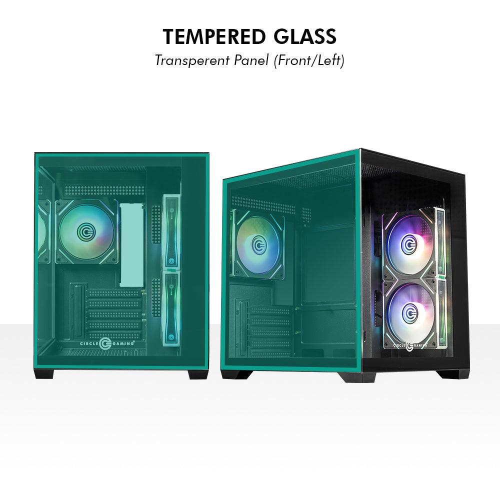 Lucid Micro M3 Mid- Tower Computer Case | Gaming Cabinet - Black