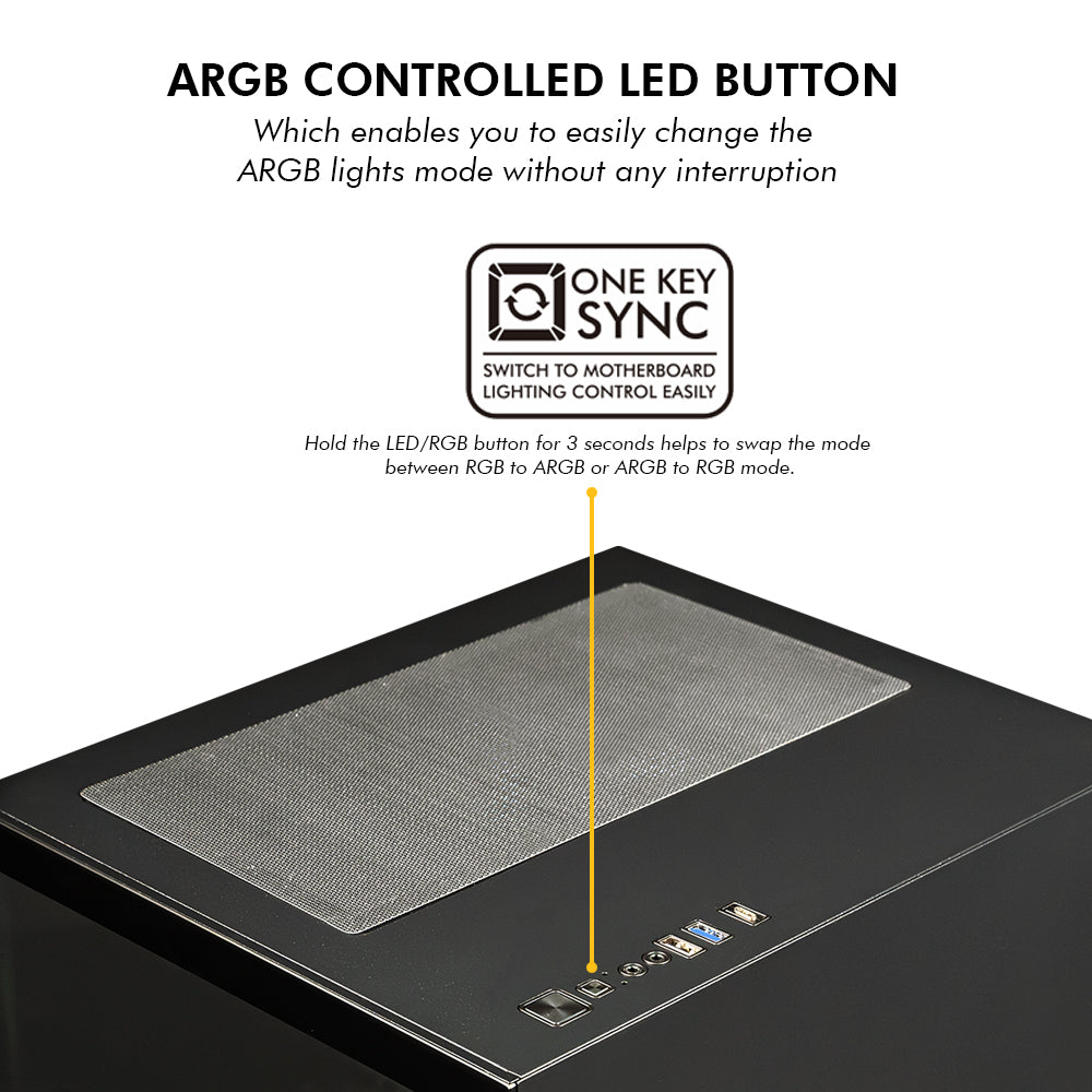 Lucid Micro M3 Mid- Tower Computer Case | Gaming Cabinet - Black