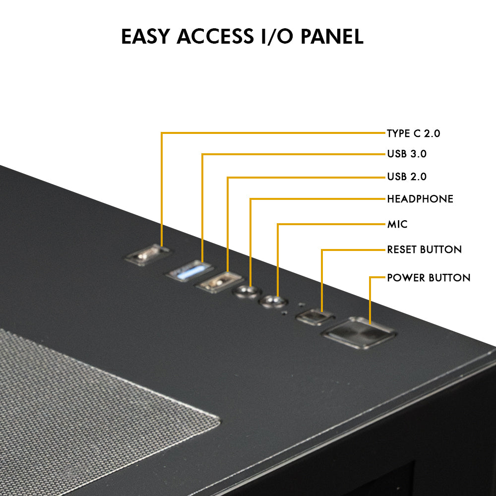 Lucid Micro M3 Mid- Tower Computer Case | Gaming Cabinet - Black