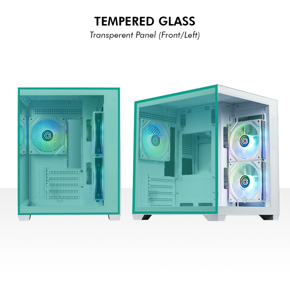 Lucid Micro M3 Mid - Tower Computer Case Gaming Cabinet - White