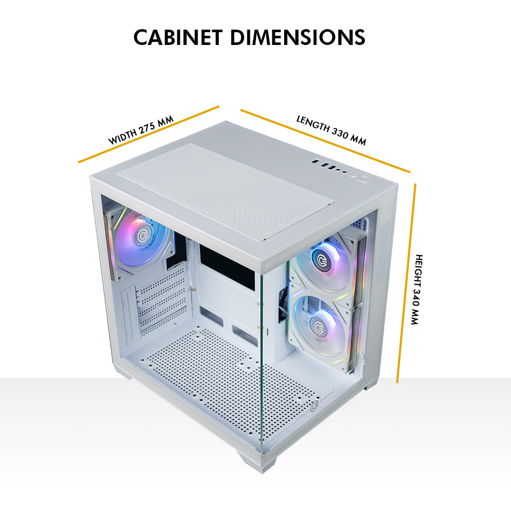 Lucid Micro M3 Mid - Tower Computer Case Gaming Cabinet - White