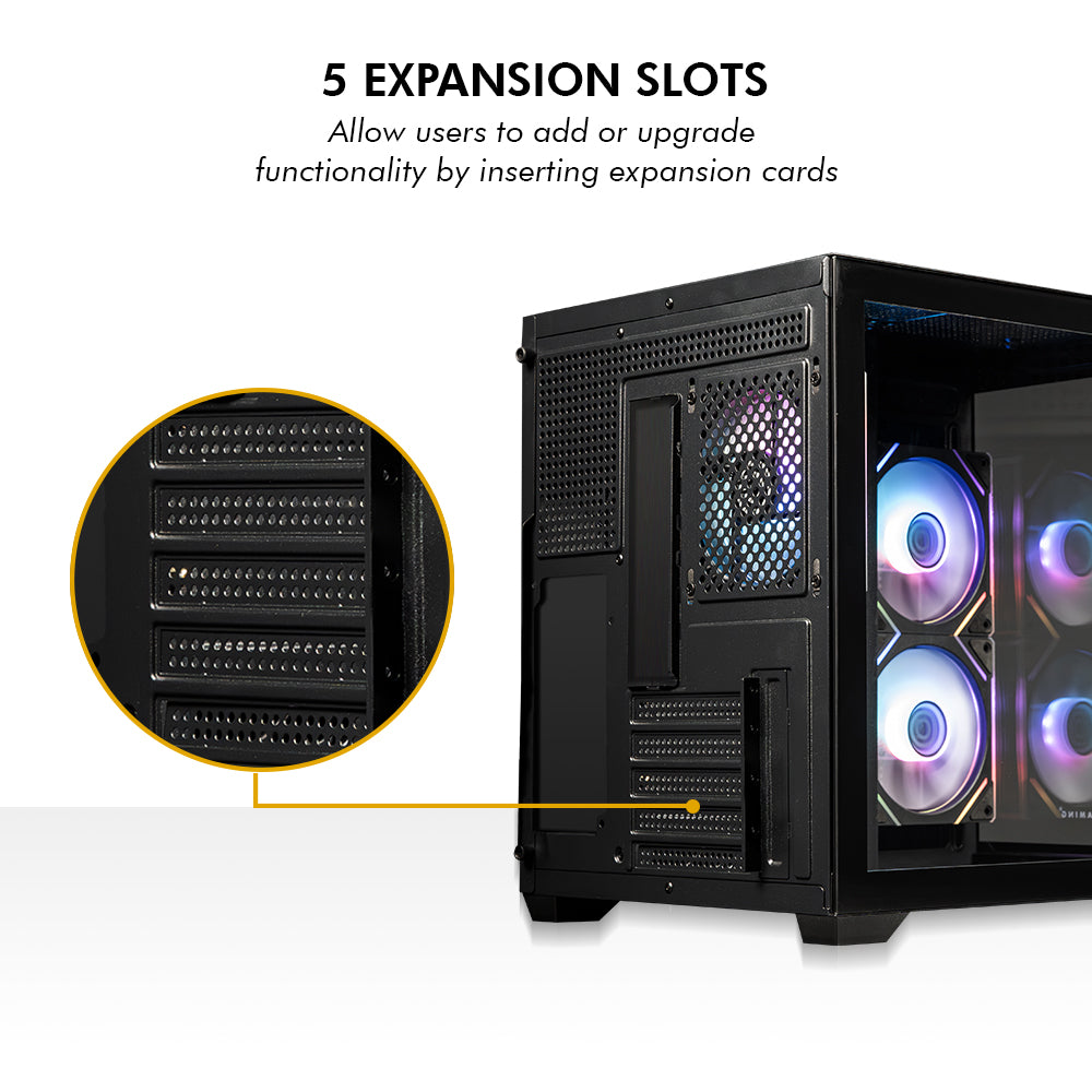Lucid Micro M3 Mid- Tower Computer Case | Gaming Cabinet - Black