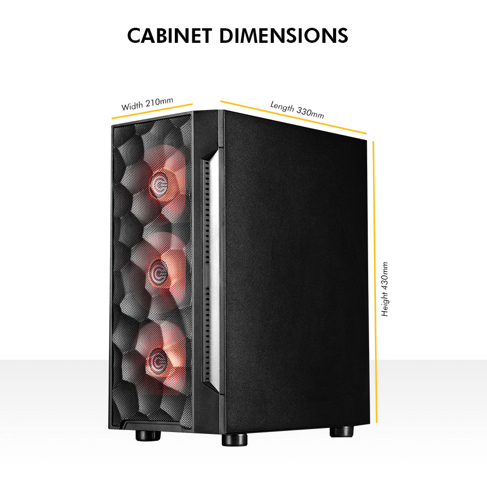 Gladius M3 Mid- Tower Computer Case with Type C 2.0 | Gaming Cabinet - Black