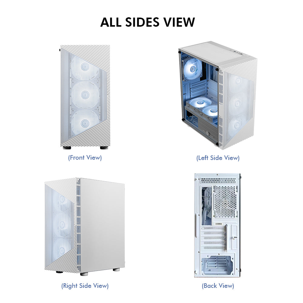 Gladius M4 Mid- Tower Computer Case with Type C 2.0 | Gaming Cabinet - White