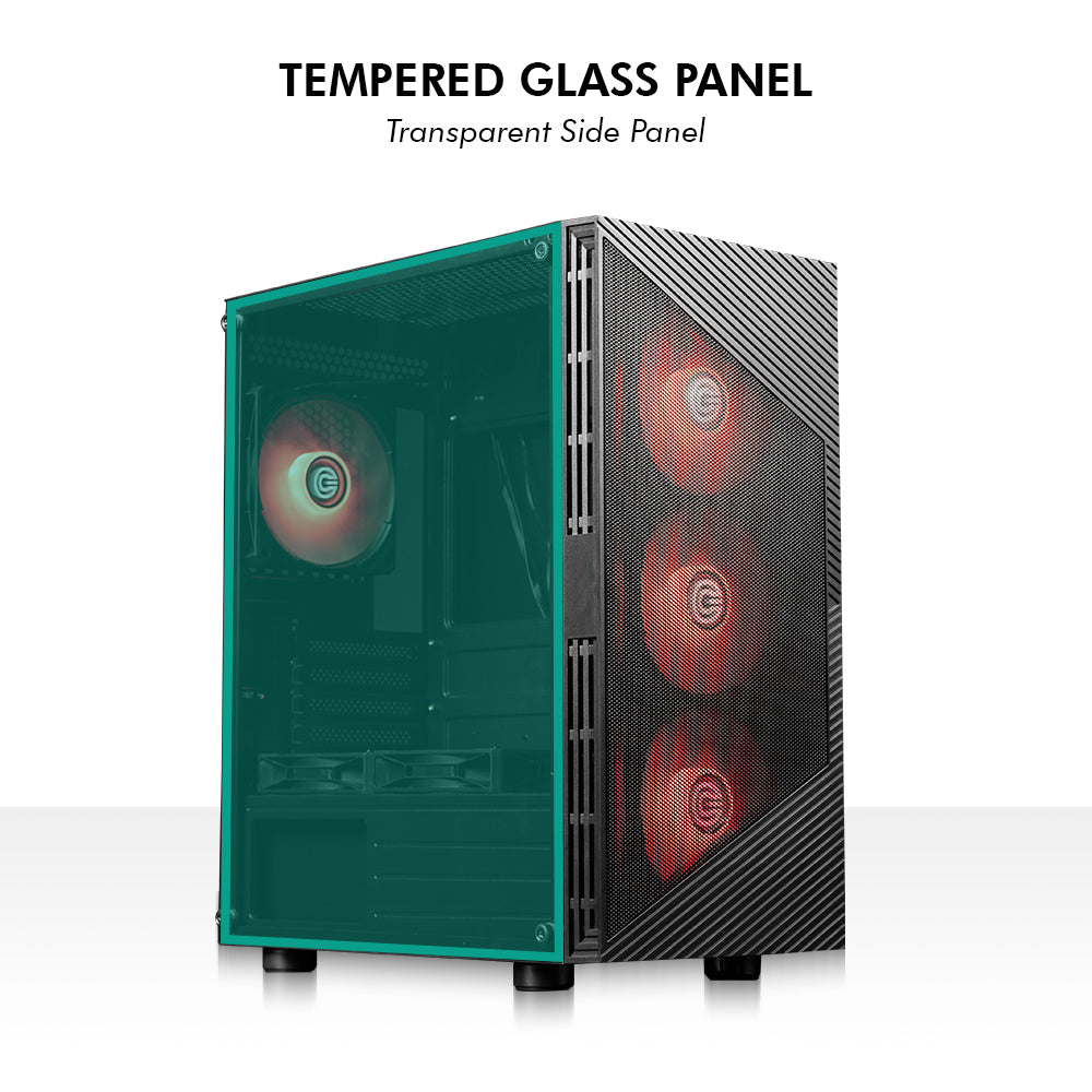 Gladius M4 Mid- Tower Computer Case with Type C 2.0 | Gaming Cabinet - Black