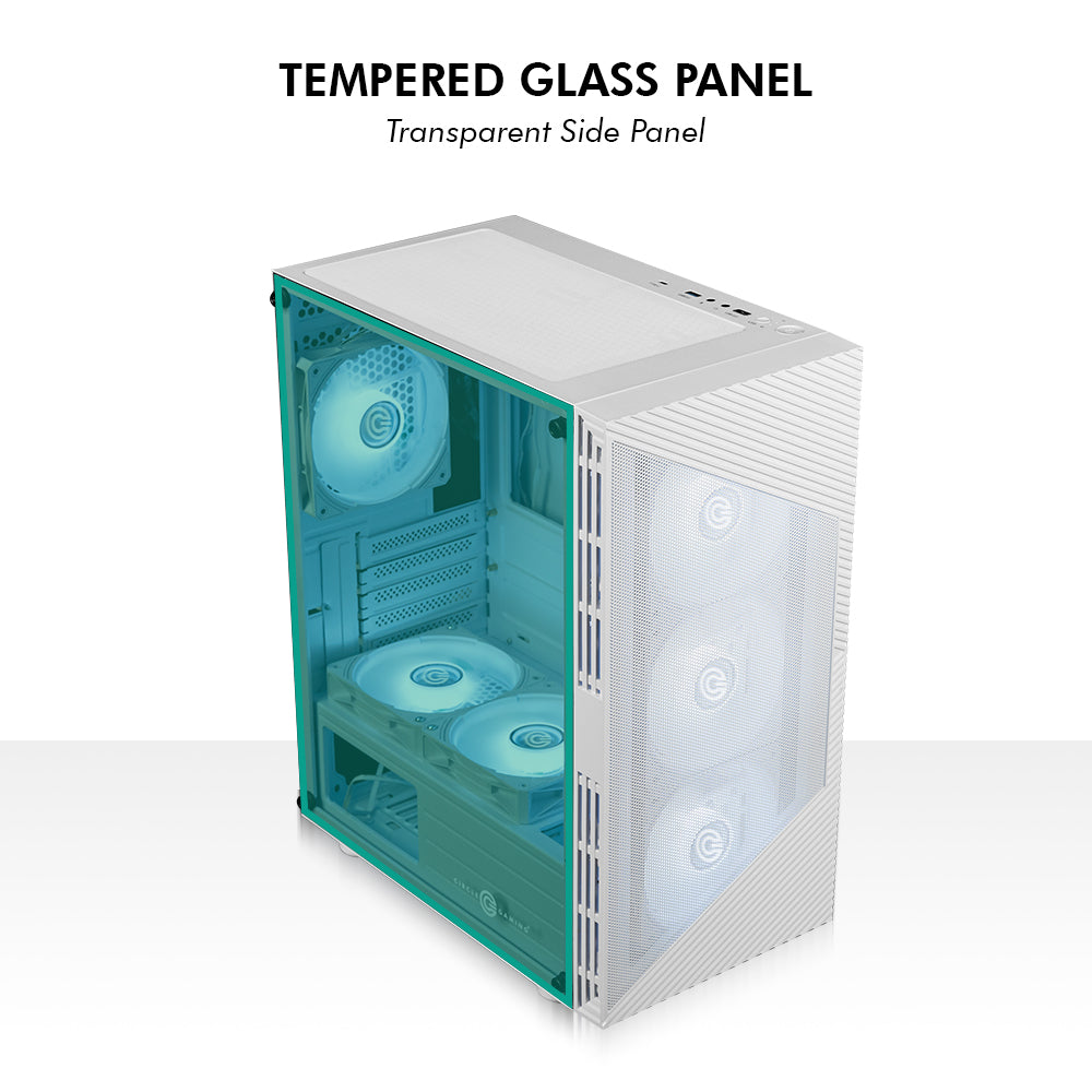 Gladius M4 Mid- Tower Computer Case with Type C 2.0 | Gaming Cabinet - White