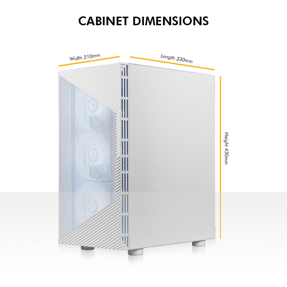 Gladius M4 Mid- Tower Computer Case with Type C 2.0 | Gaming Cabinet - White