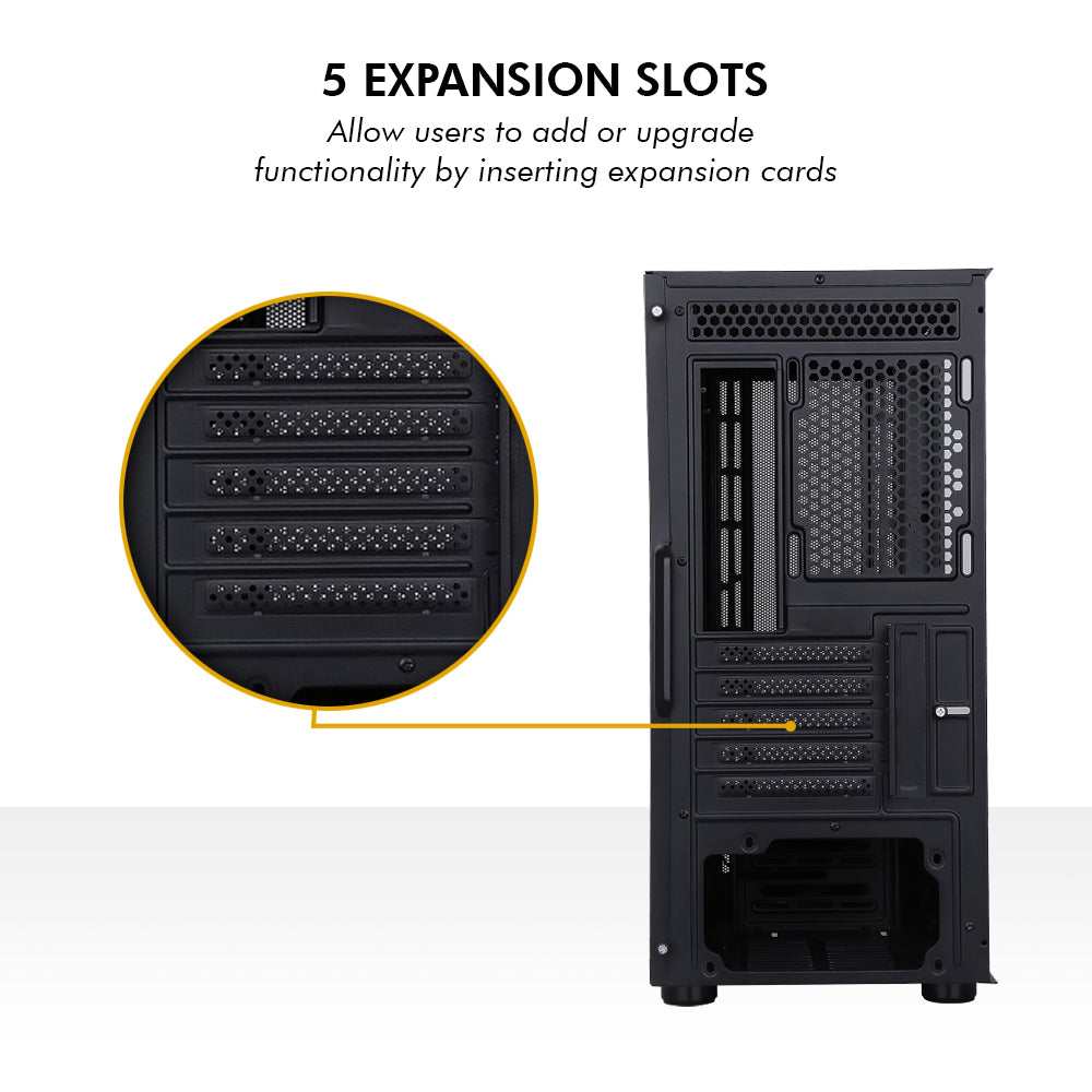 Gladius M3 Mid- Tower Computer Case with Type C 2.0 | Gaming Cabinet - Black