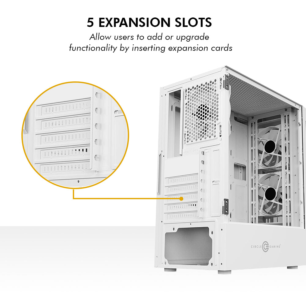 Gladius M4 Mid- Tower Computer Case with Type C 2.0 | Gaming Cabinet - White