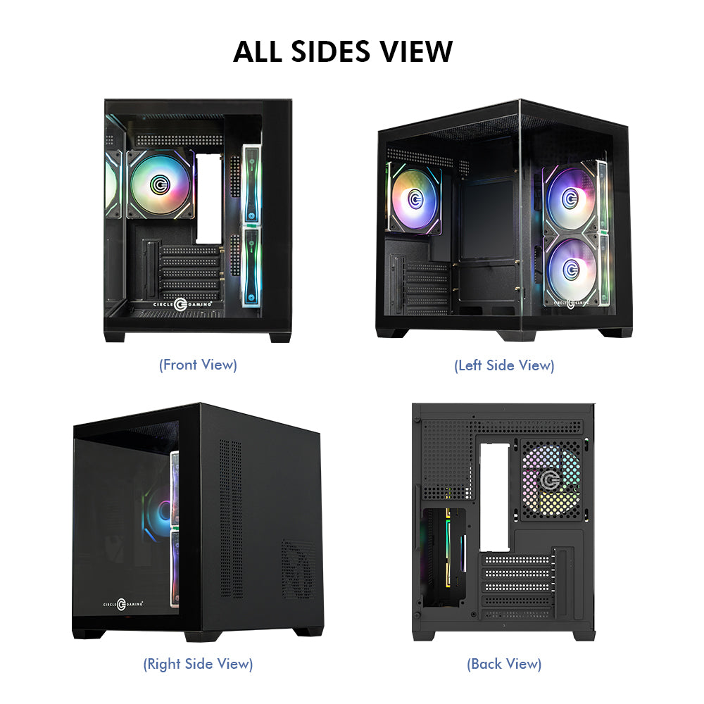 Lucid Micro M3 Mid- Tower Computer Case | Gaming Cabinet - Black