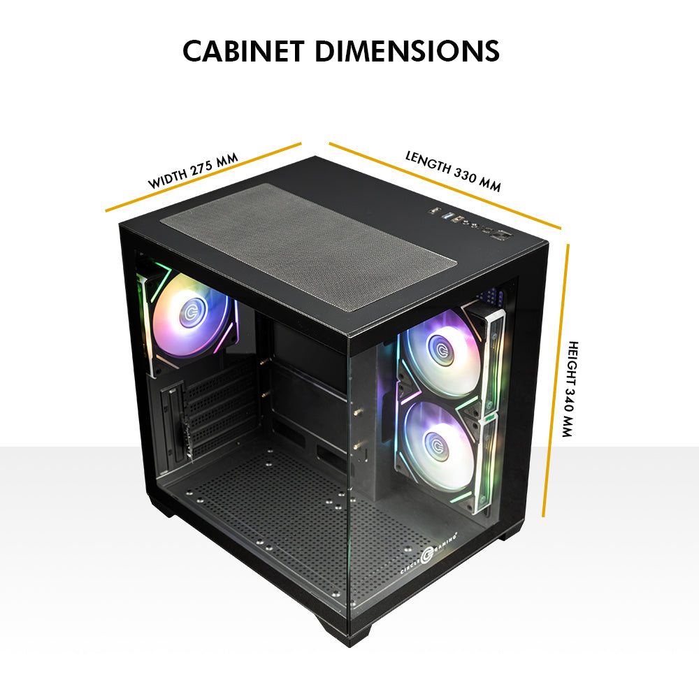 Lucid Micro M3 Mid- Tower Computer Case | Gaming Cabinet - Black