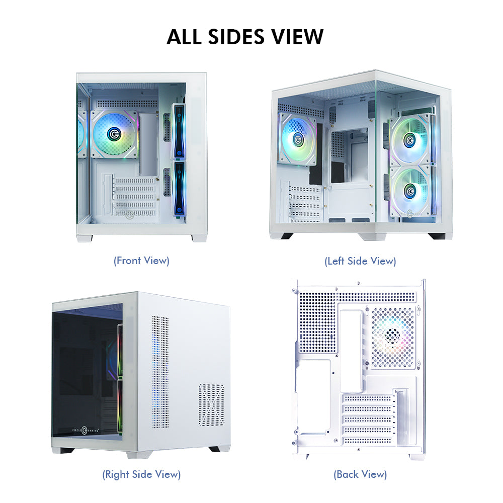 Lucid Micro M3 Mid - Tower Computer Case Gaming Cabinet - White