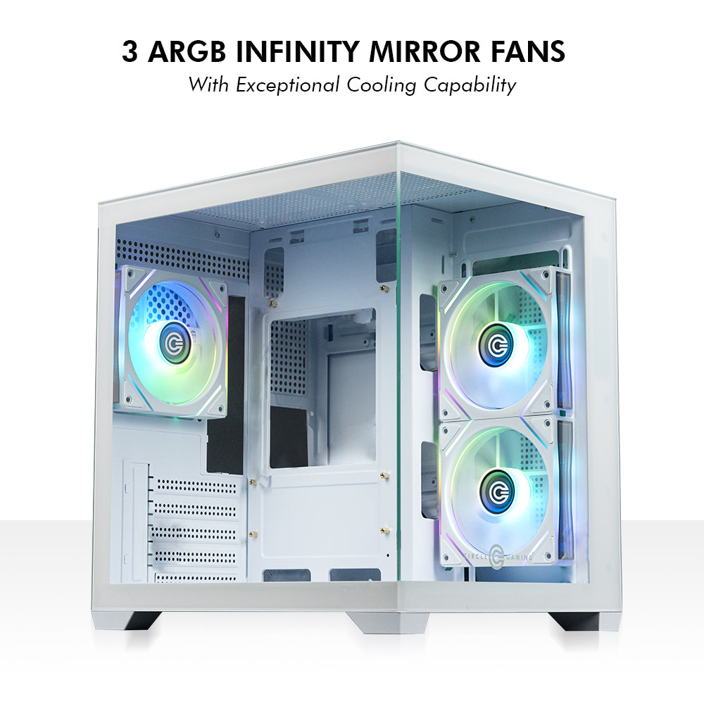 Lucid Micro M3 Mid - Tower Computer Case Gaming Cabinet - White