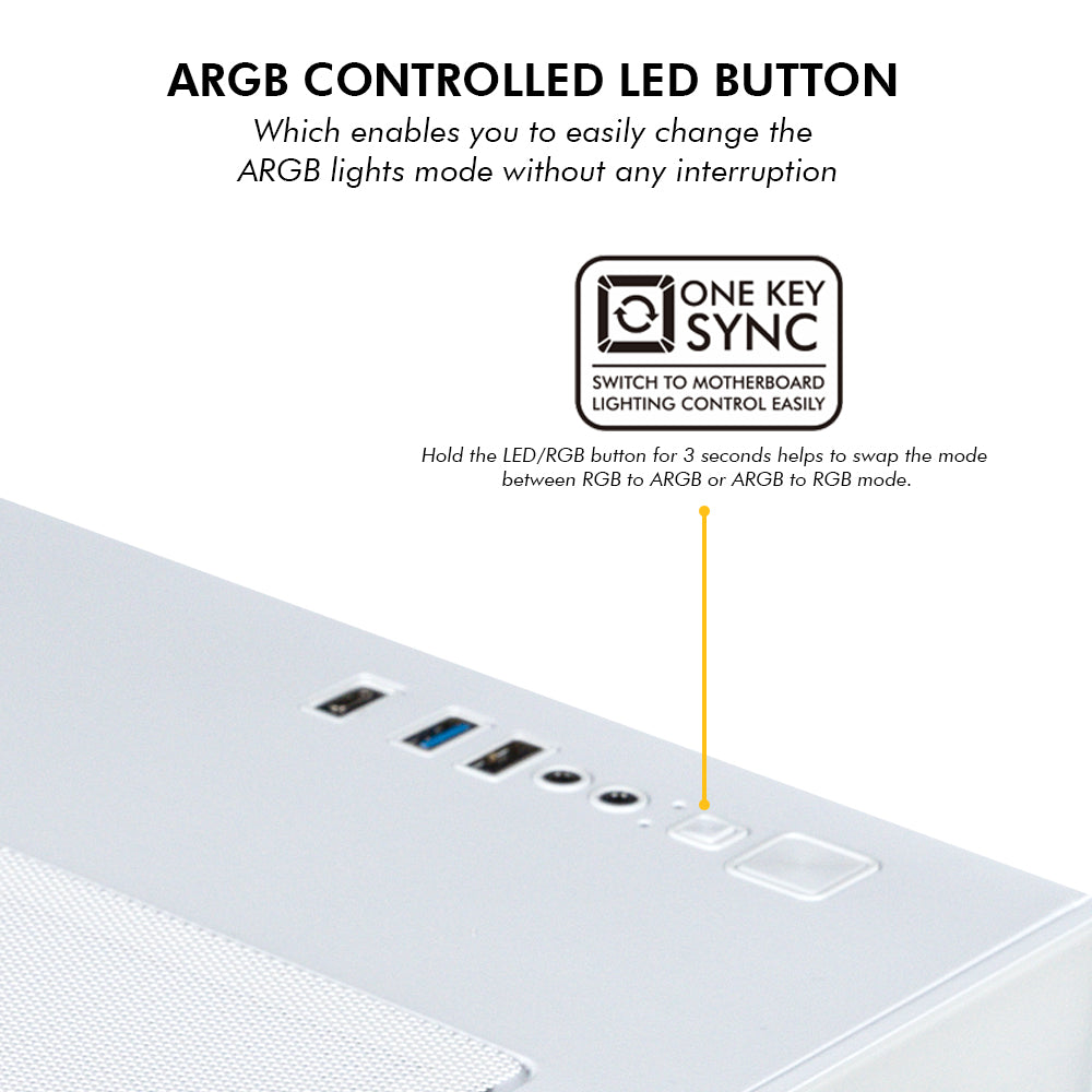 Lucid Micro M3 Mid - Tower Computer Case Gaming Cabinet - White