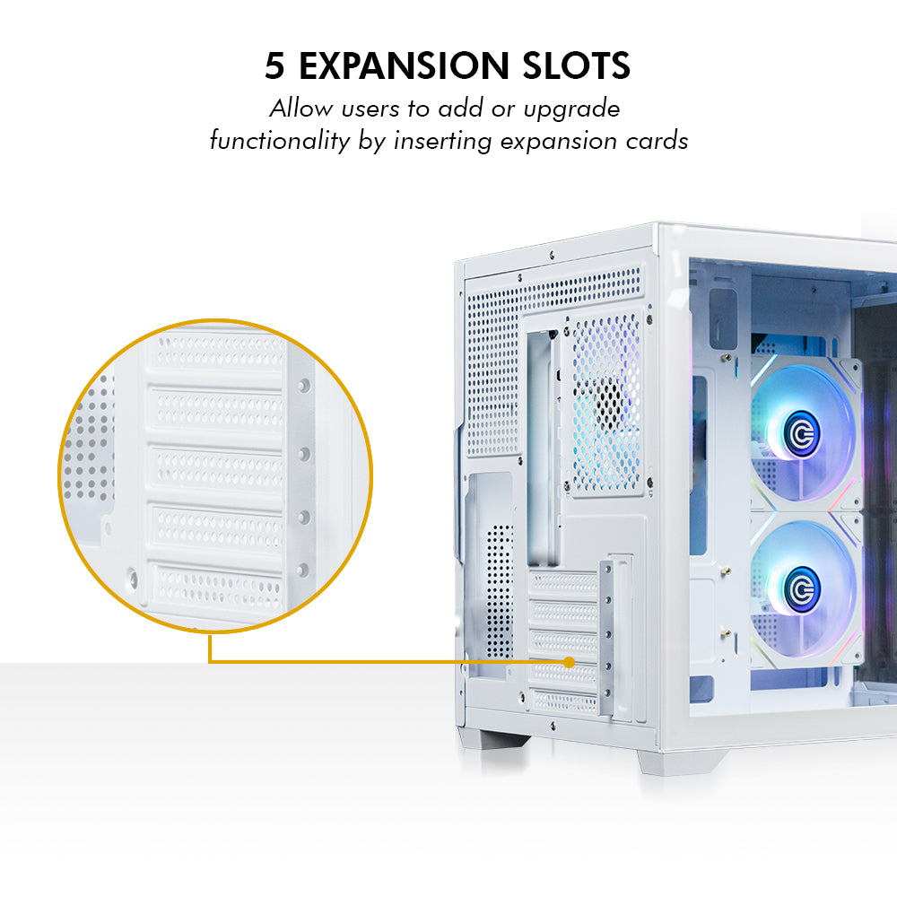 Lucid Micro M3 Mid - Tower Computer Case Gaming Cabinet - White